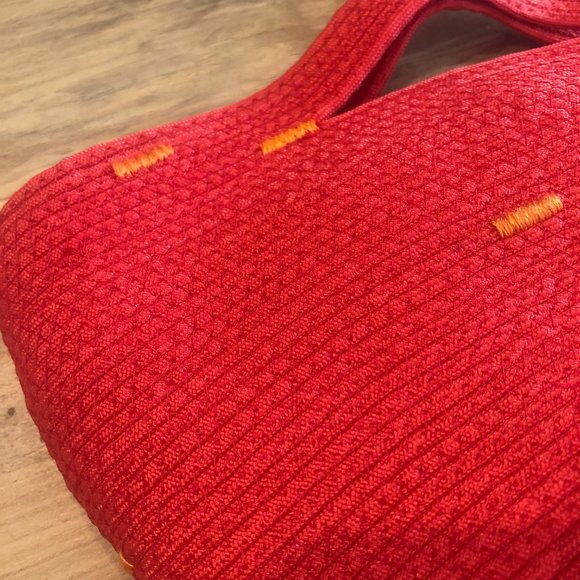 Handmade Bright Red and Orange Storage Basket with Handles - Picture 3 of 9